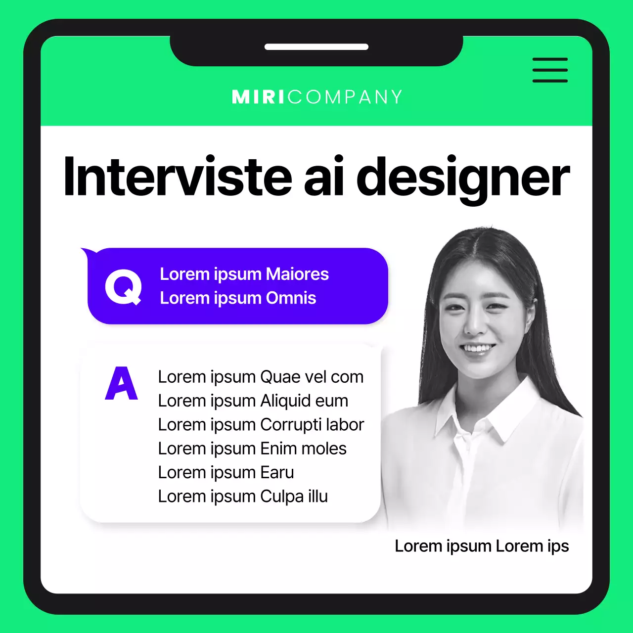 Assunzione di un designer carino in viola e chartreuse