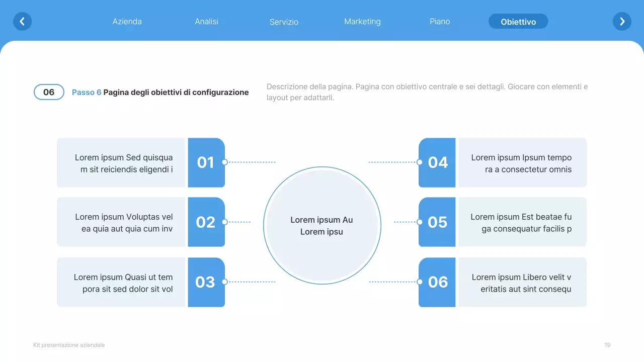 Profilo aziendale semplice in bianco e azzurro
