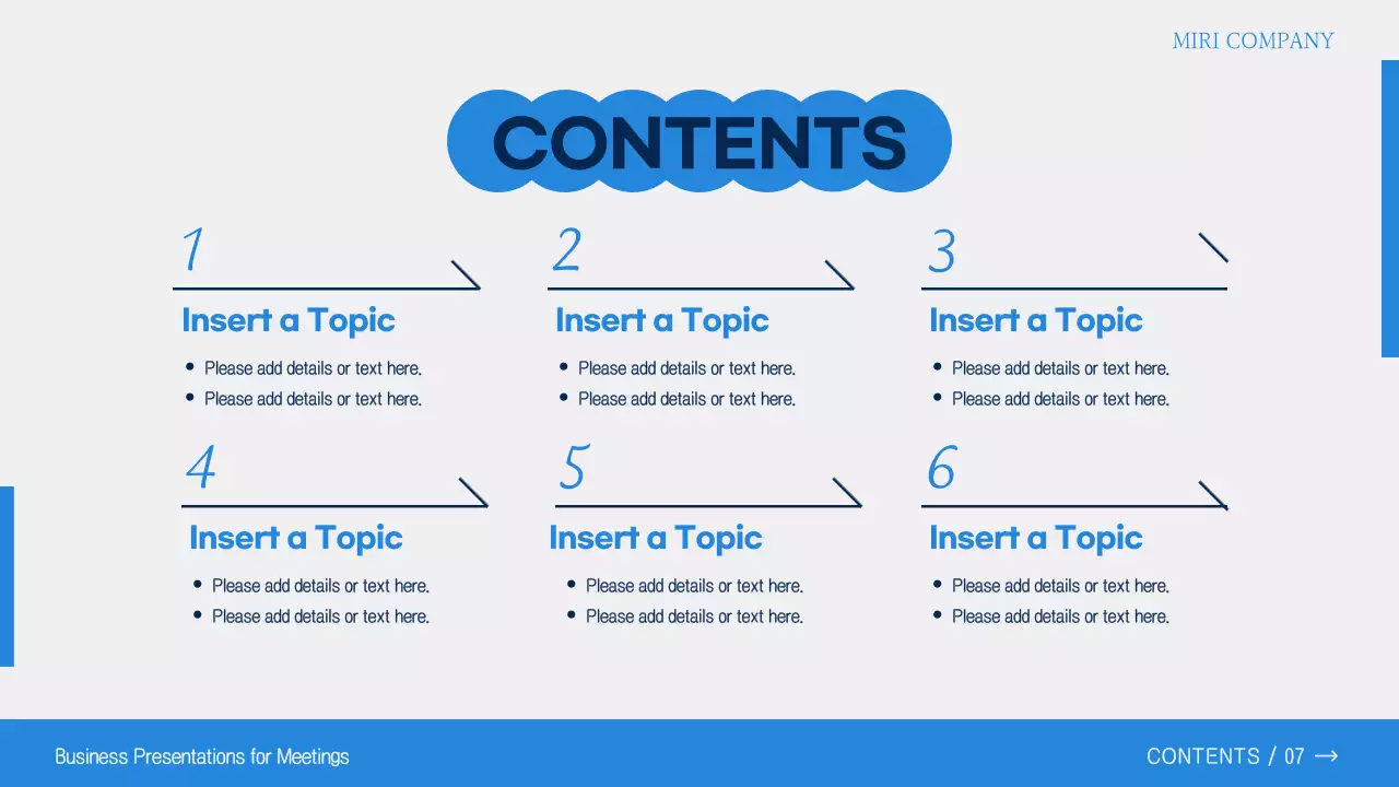 파랑과 흰색의 모던한 미팅용 보고서