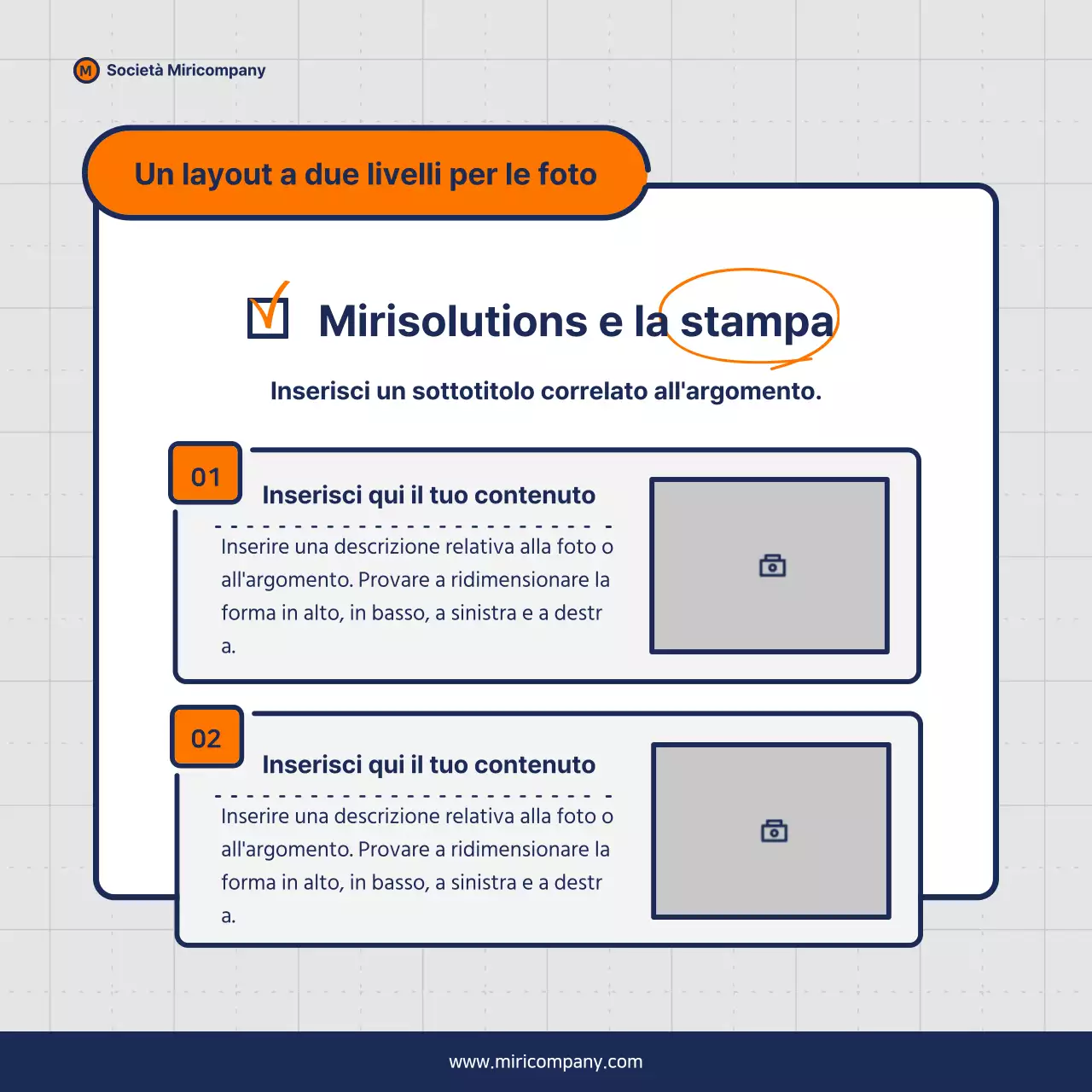 Proposta di business pitch minimalista in arancione e blu navy