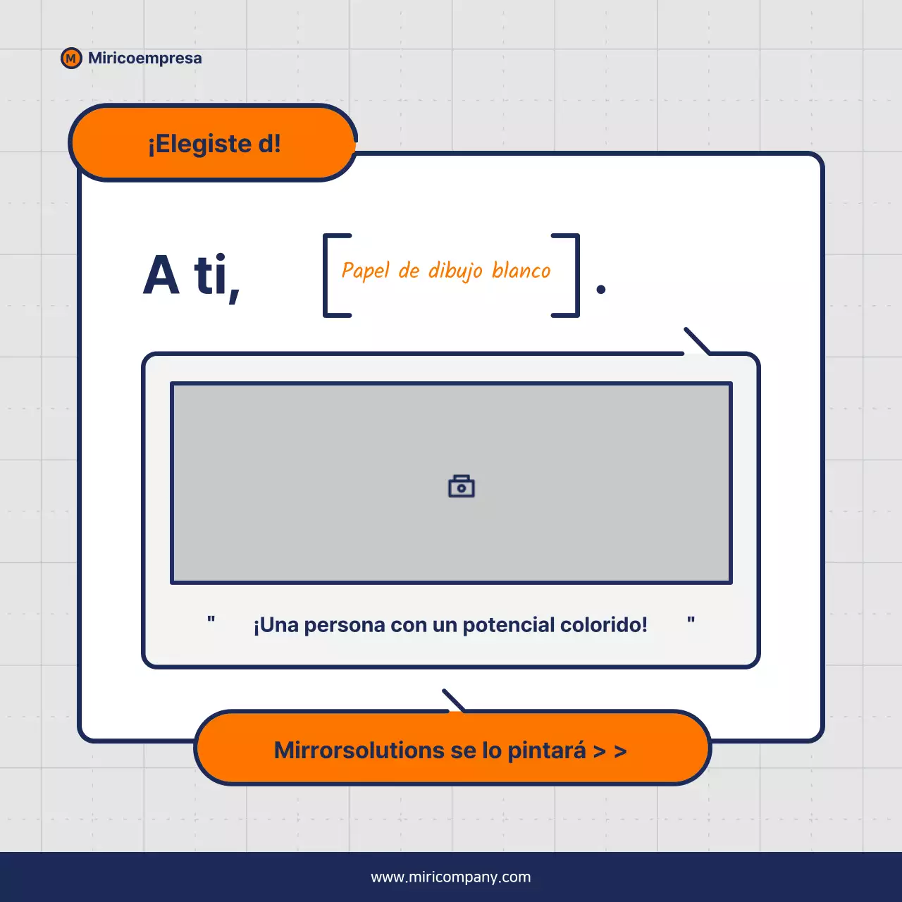 Propuesta minimalista de discurso empresarial en naranja y azul marino