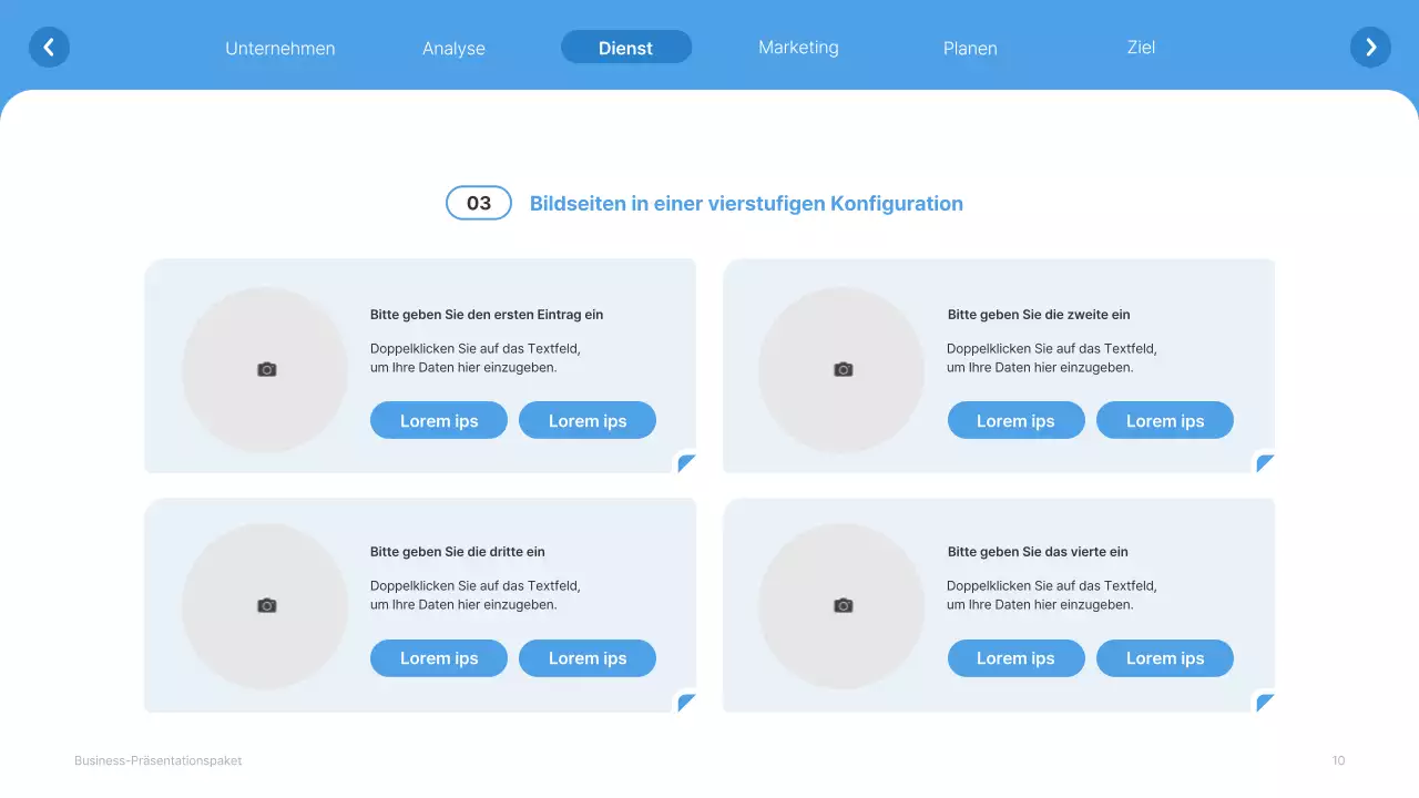 Einfache weiße und hellblaue Website Firmenprofil