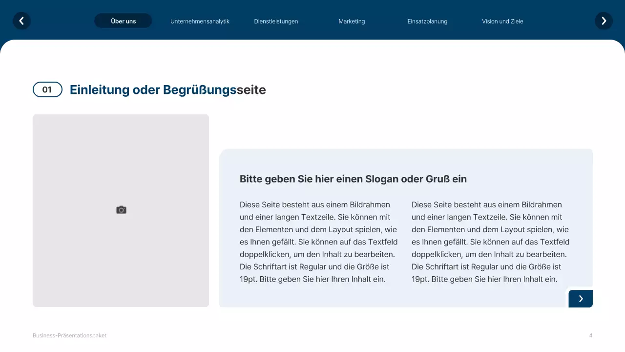 Einfache weiße und marineblaue Website Firmenprofil