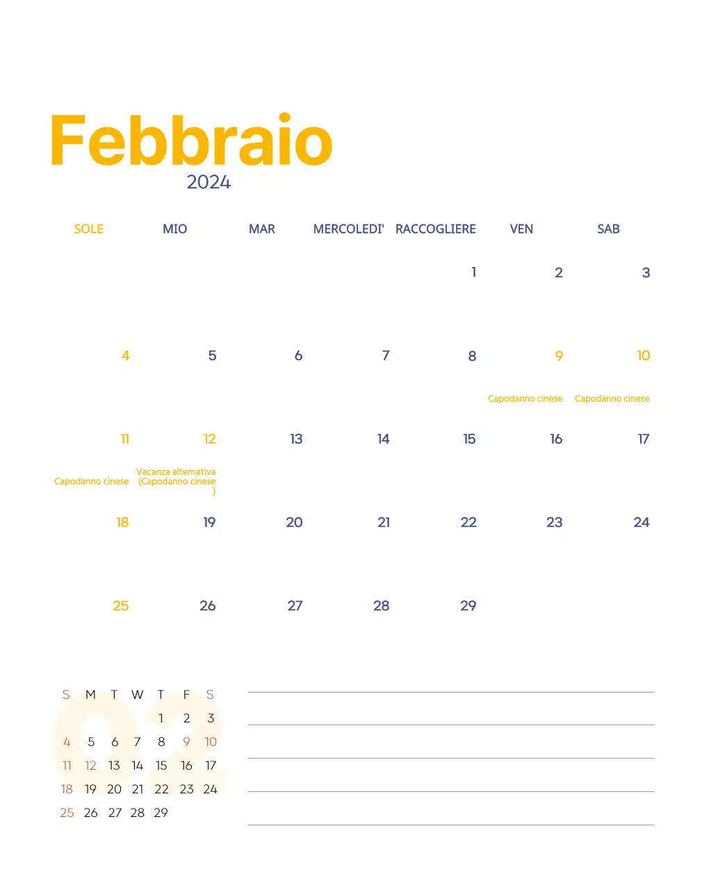 Calendario di lavoro con splendide illustrazioni