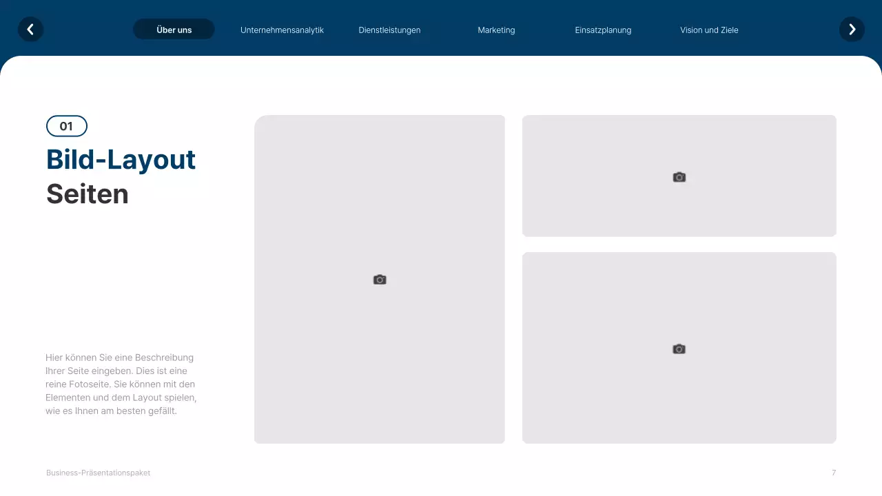 Einfache weiße und marineblaue Website Firmenprofil