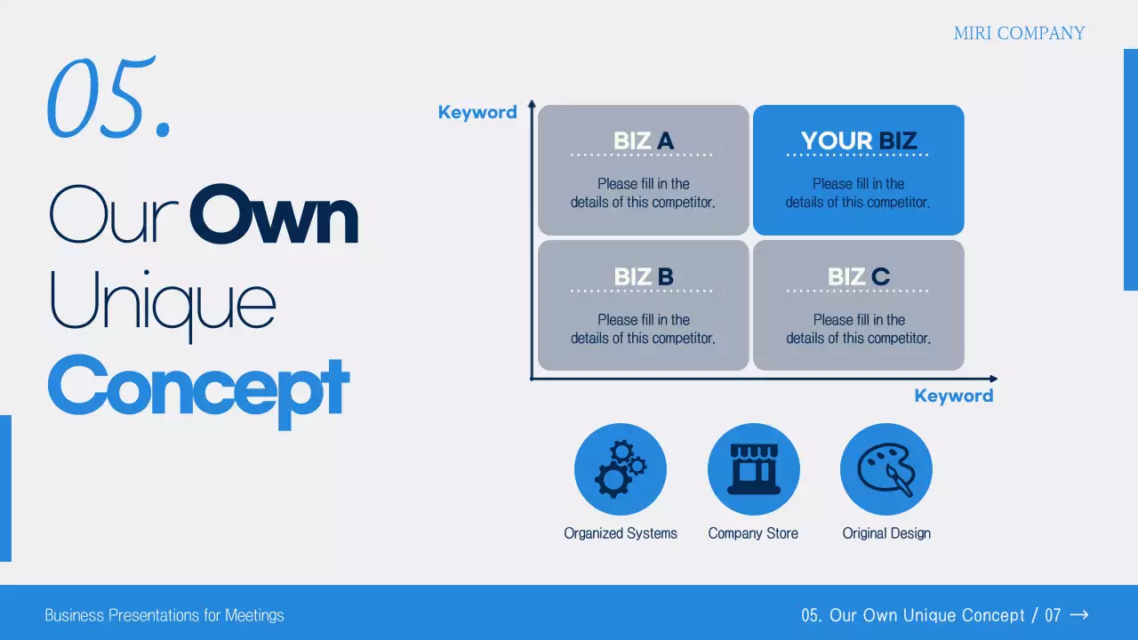 파랑과 흰색의 모던한 미팅용 보고서