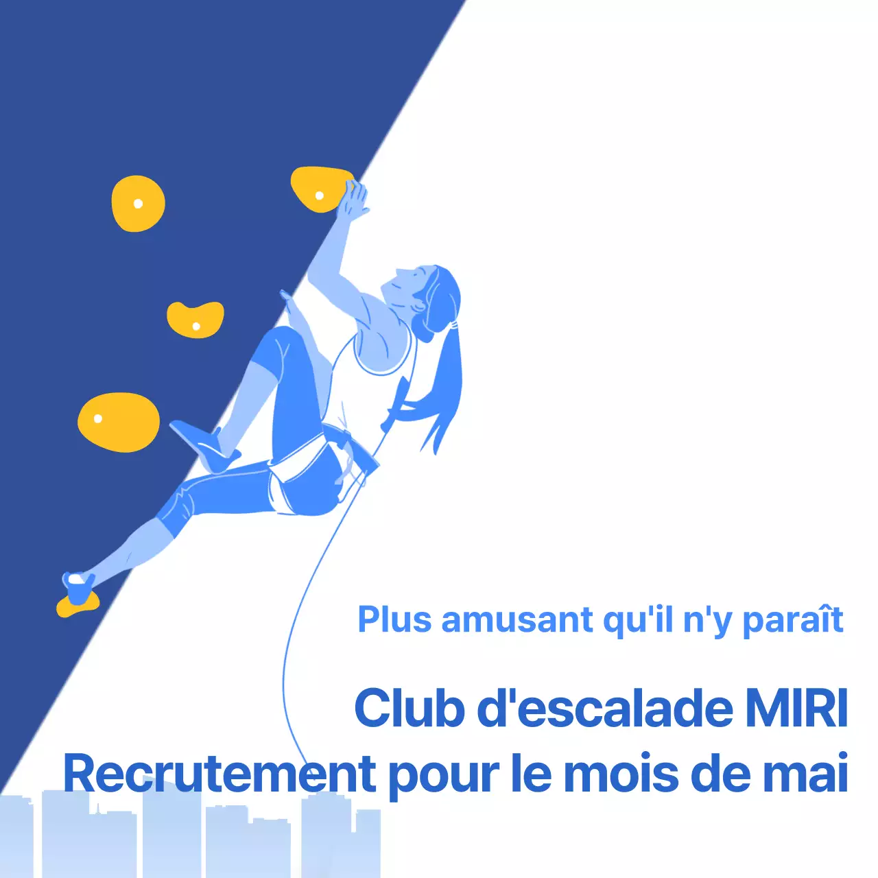 Un simple pas de recrutement d'escalade bleu et jaune