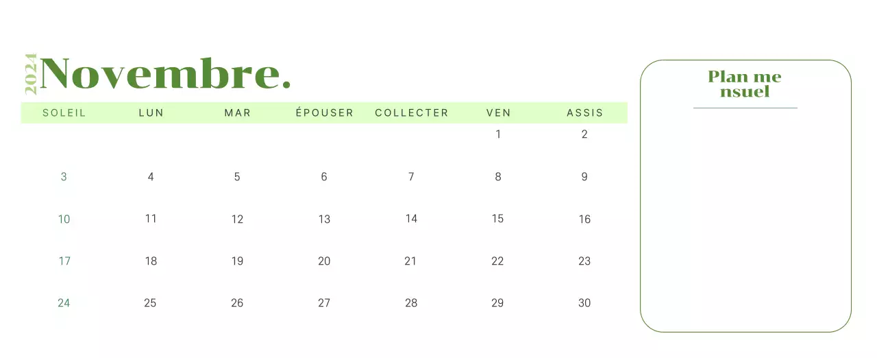 Calendrier avec illustrations de jeunes sur fond jaune et vert