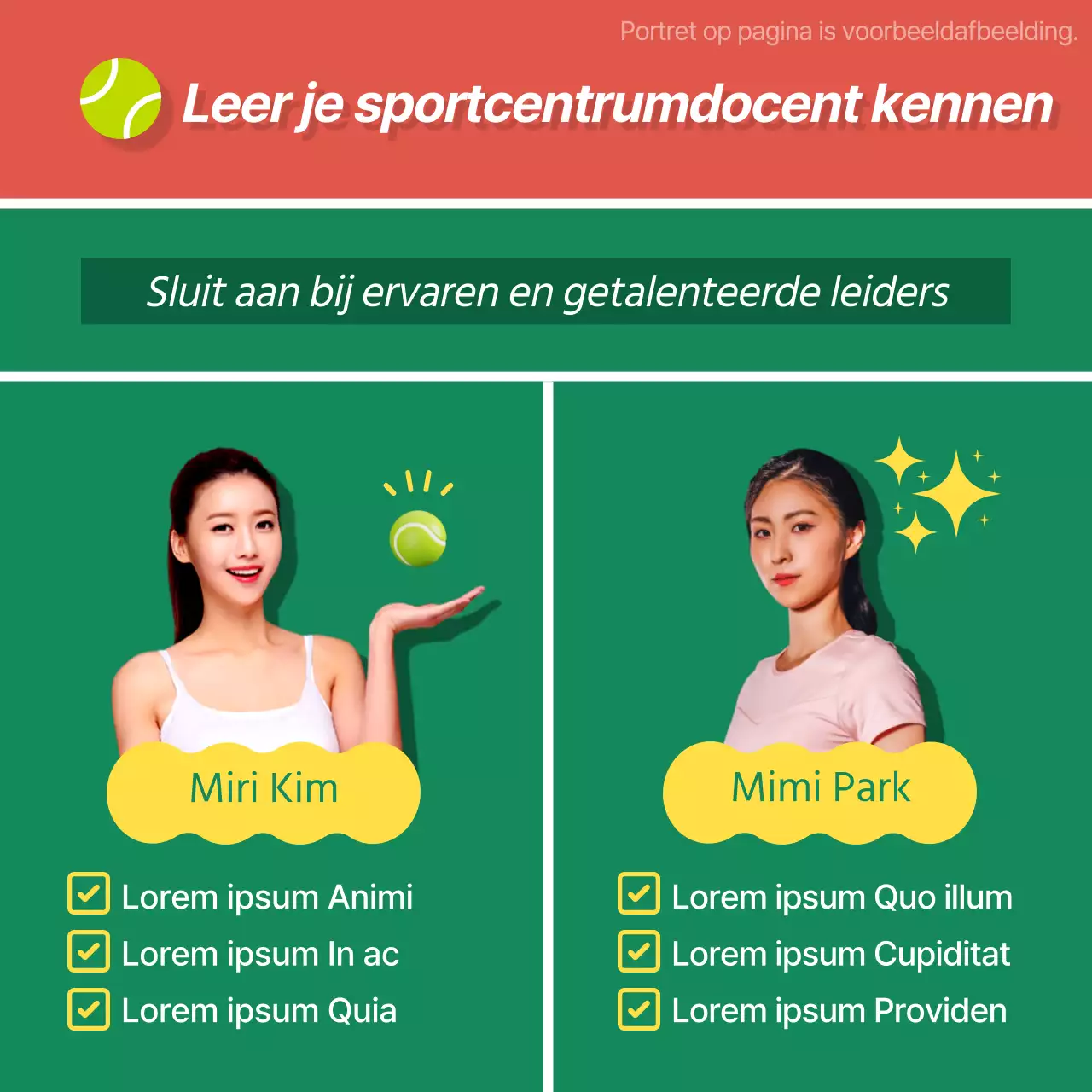 Promoot het lidmaatschap van een moderne tennisclub in groen en bruin