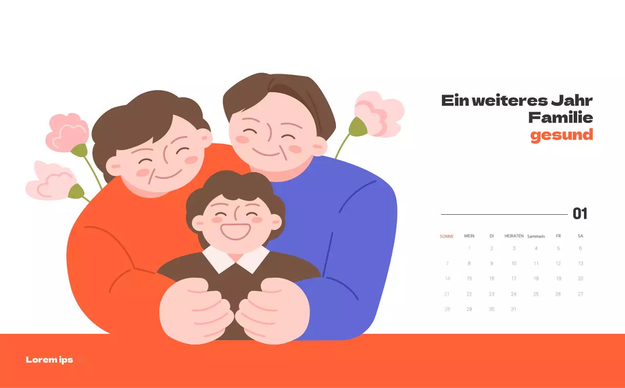 Ein festliches Krankenhaus mit Illustrationen zum Thema Gesundheit und Familie und farbenfrohen Akzenten
