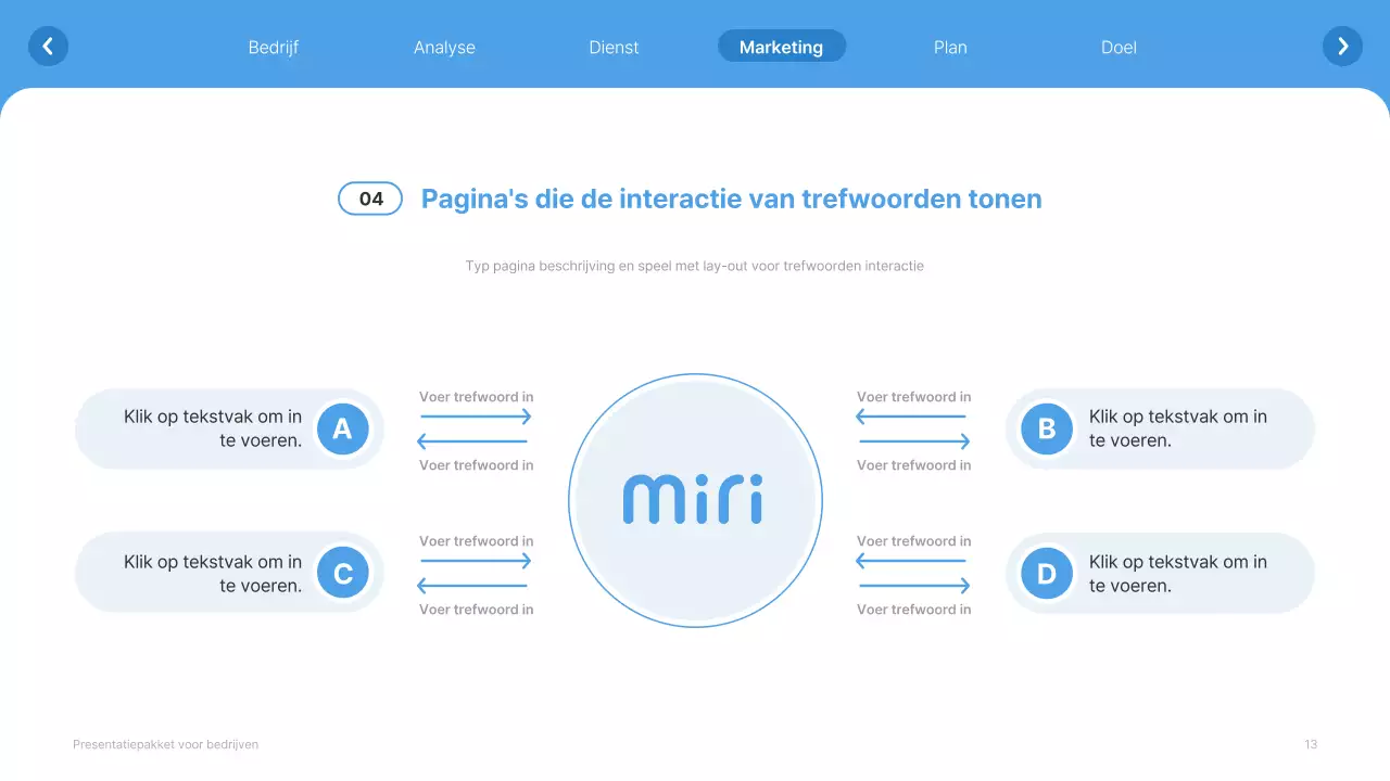 Eenvoudige witte en lichtblauwe website bedrijfsprofiel