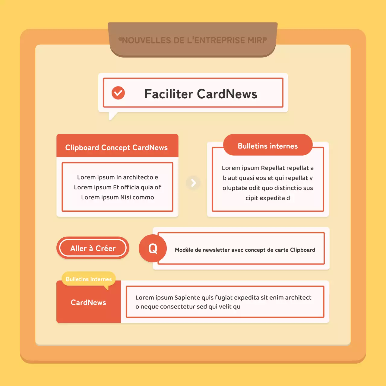 Une lettre d'information d'entreprise kitsch en rouge et jaune