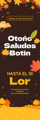 Una venta de otoño con ilustraciones de hojas en vibrantes colores otoñales.