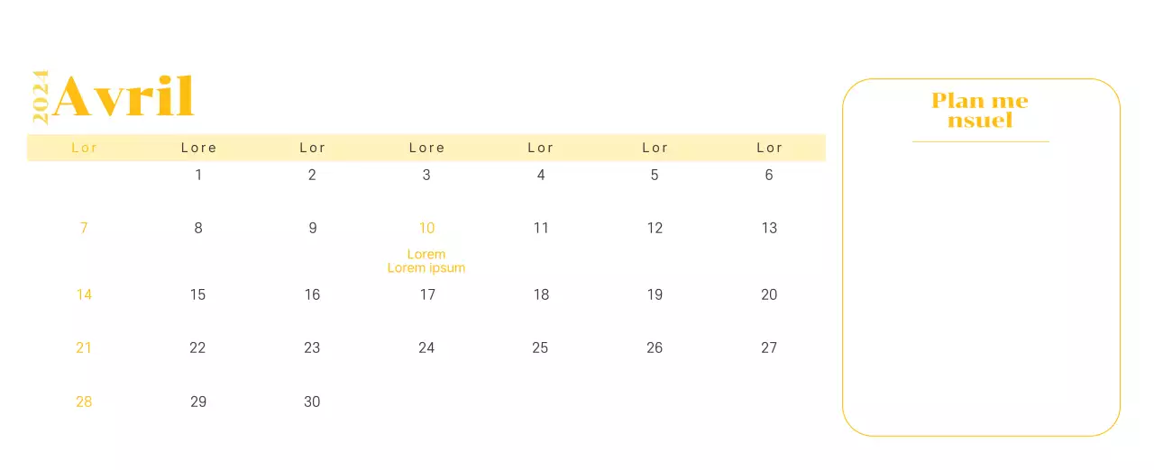 Calendrier avec illustrations de jeunes sur fond jaune et vert