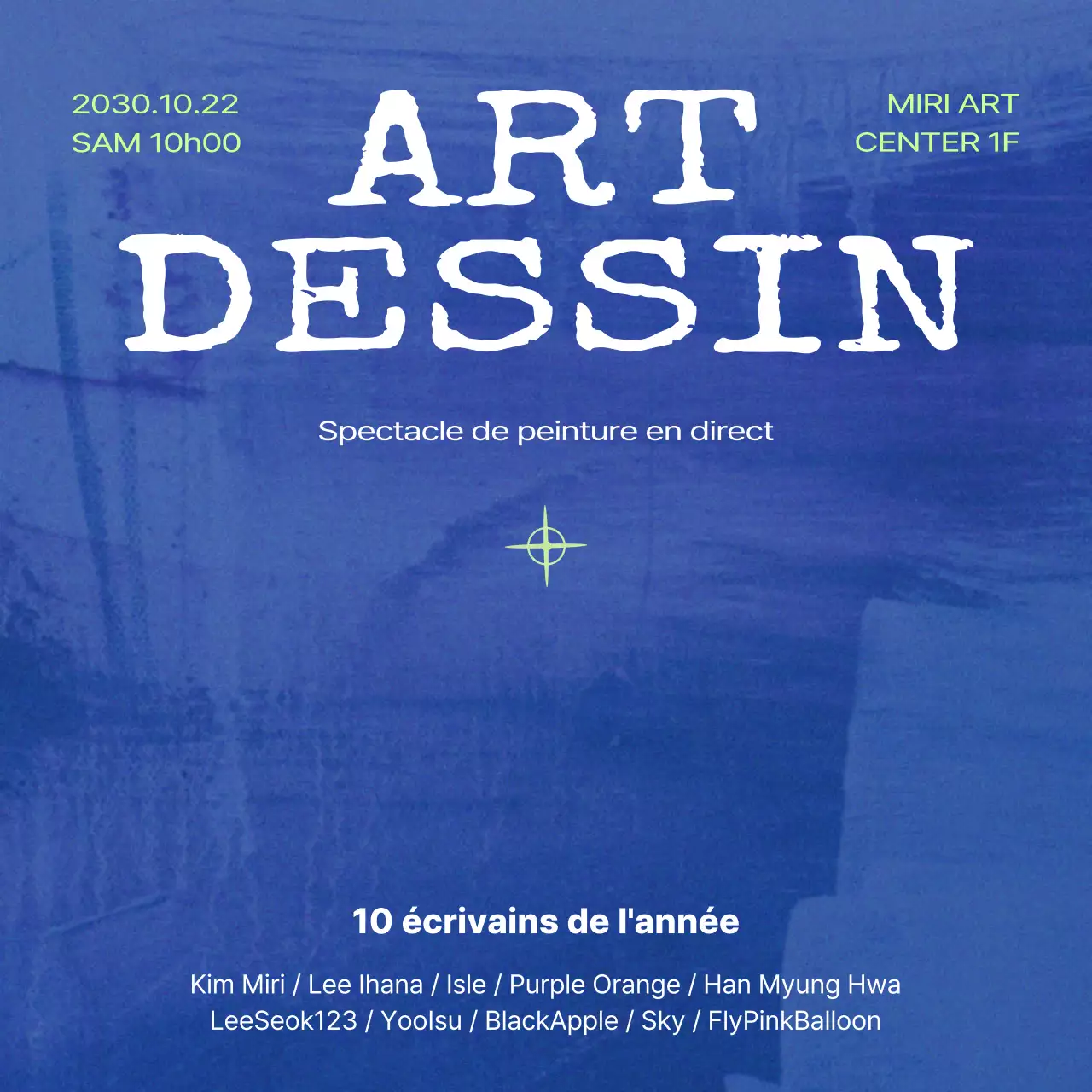 Promouvoir un événement d'art moderne en violet et bleu