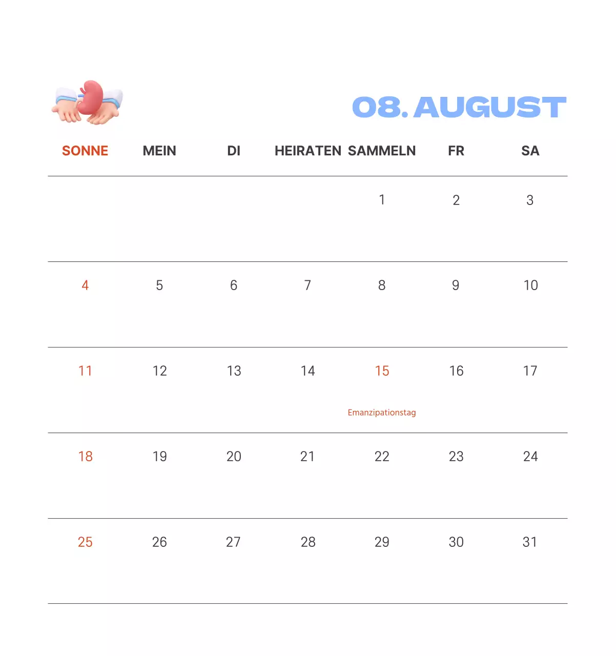 Ein festliches Krankenhaus mit Illustrationen zum Thema Gesundheit und Familie und farbenfrohen Akzenten