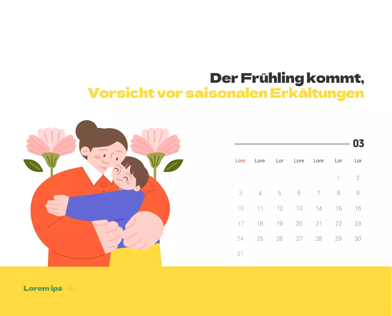 Ein festliches Krankenhaus mit Illustrationen zum Thema Gesundheit und Familie und farbenfrohen Akzenten