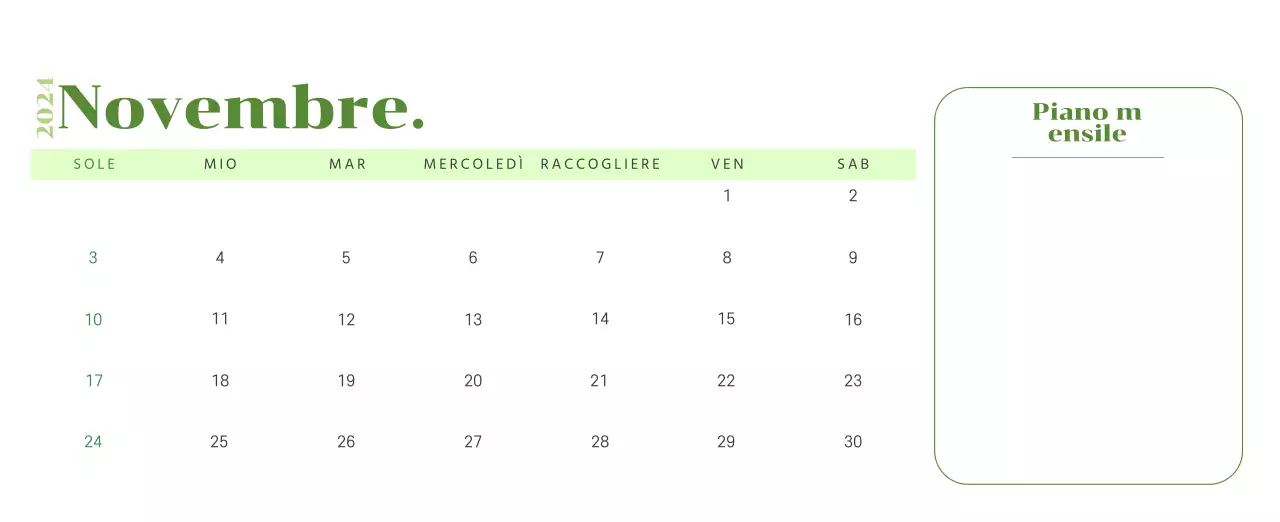 Calendario con illustrazioni giovanili su sfondo giallo e verde