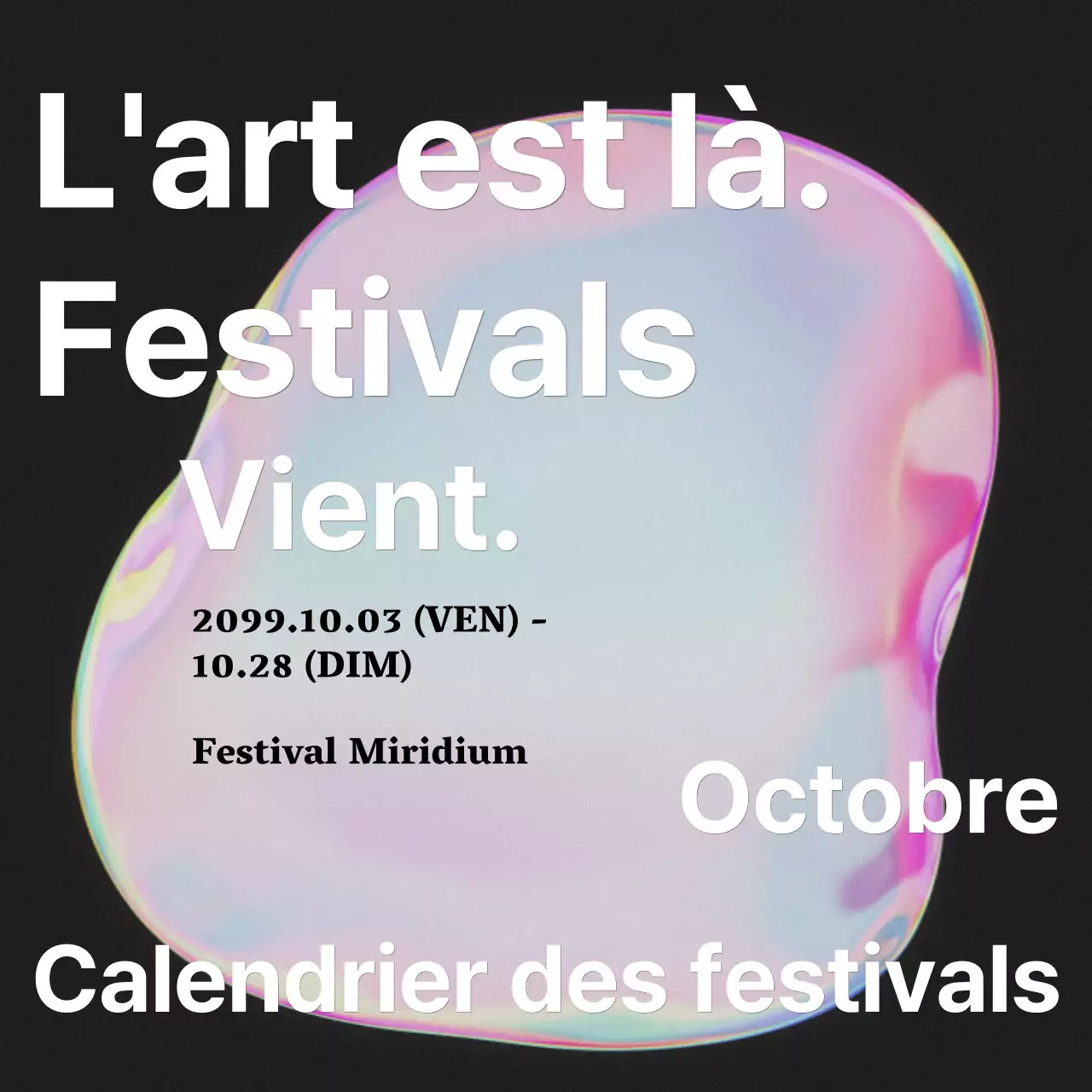 Annonce d'un festival d'art kitsch avec un arc-en-ciel de couleurs roses