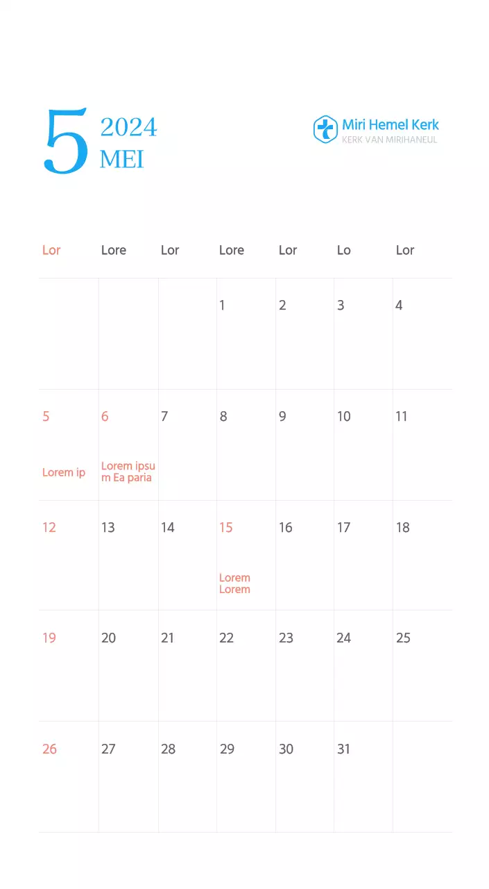 Blauw modern concept kerkkalender