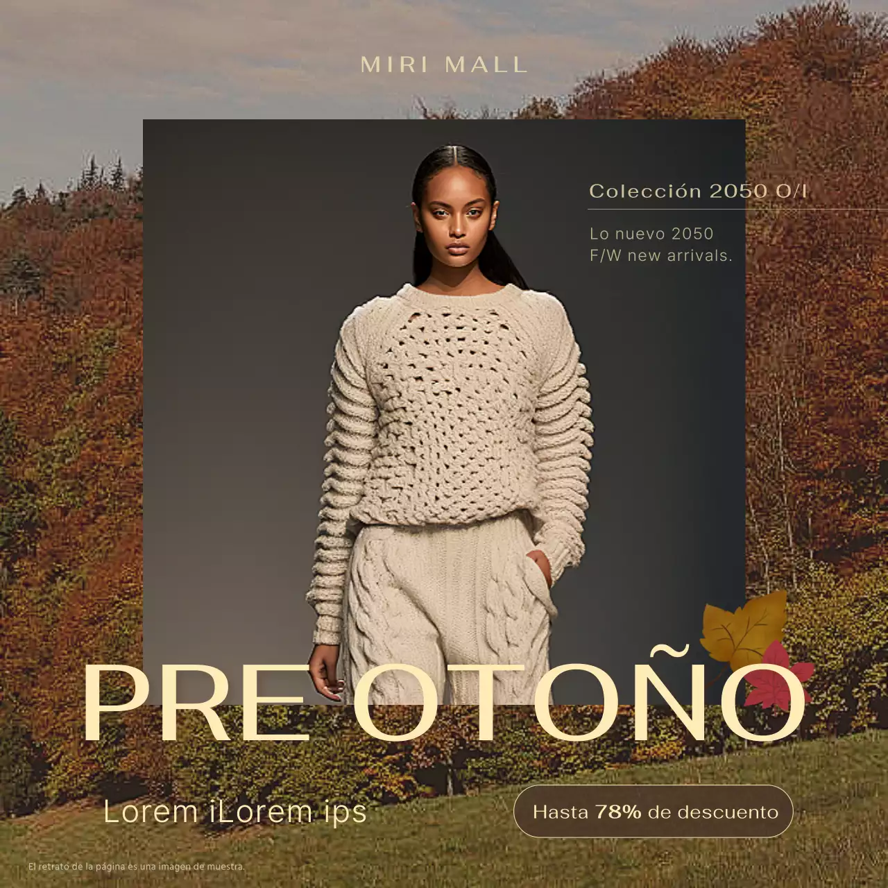 Promueva un evento otoñal moderno y a la última en marrón y caqui