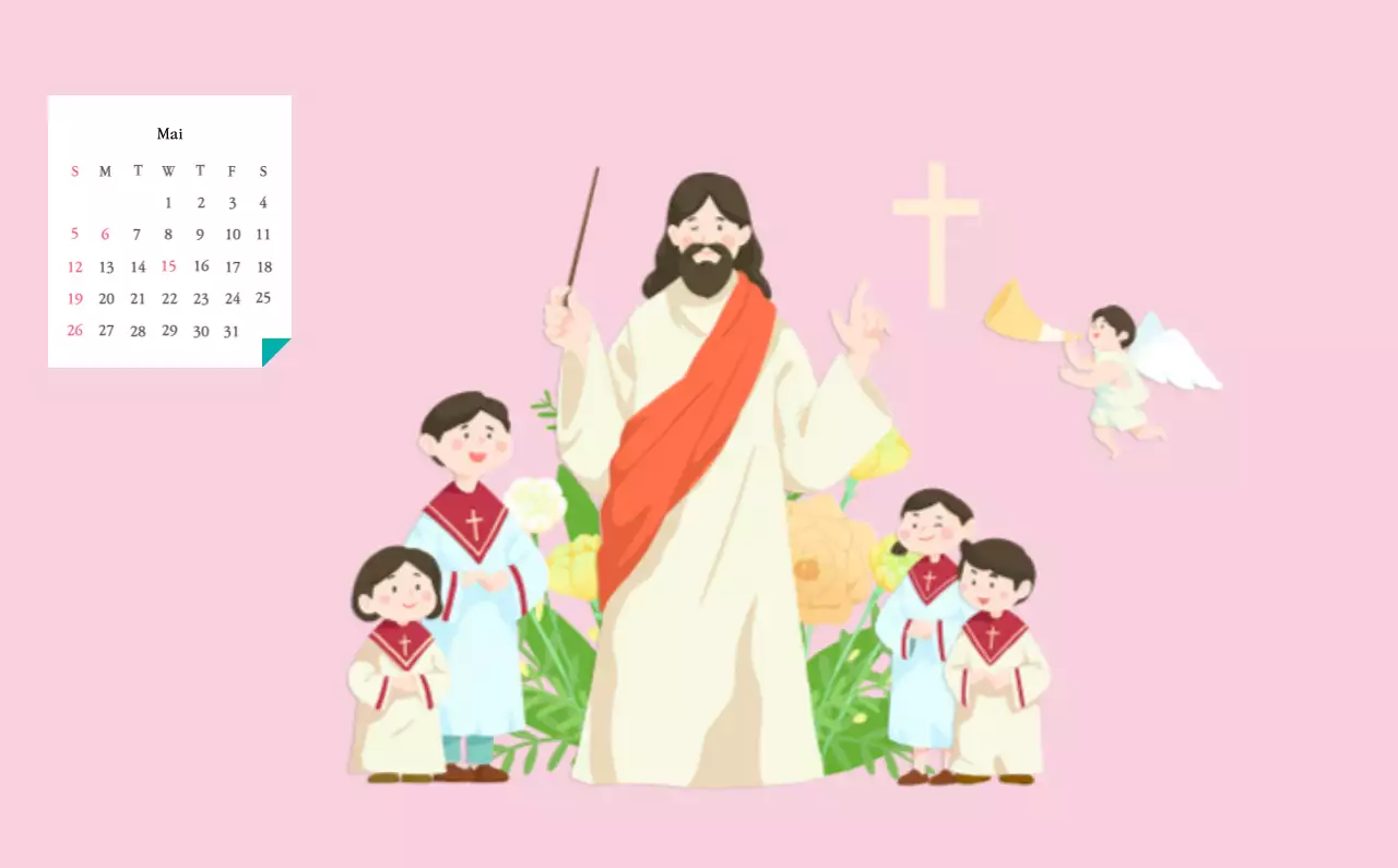 Warme FarbenKirchen mit niedlichen Illustrationen