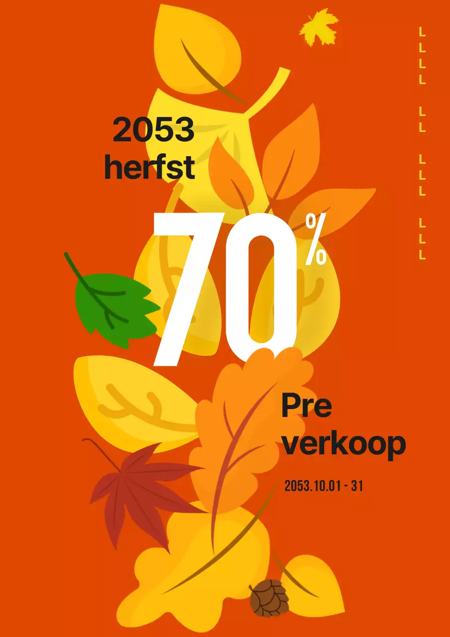 Eenvoudige herfstverkoopadvertentie in oranje en geel