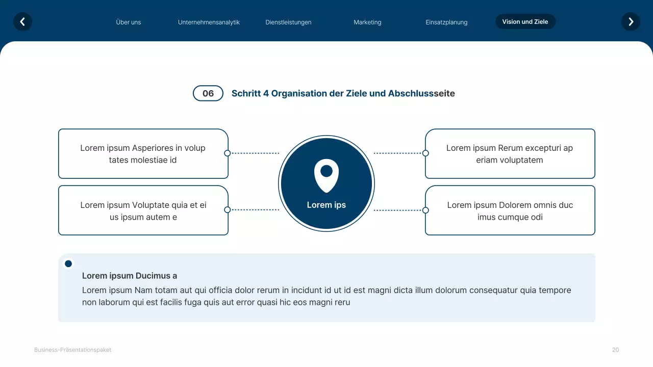 Einfache weiße und marineblaue Website Firmenprofil