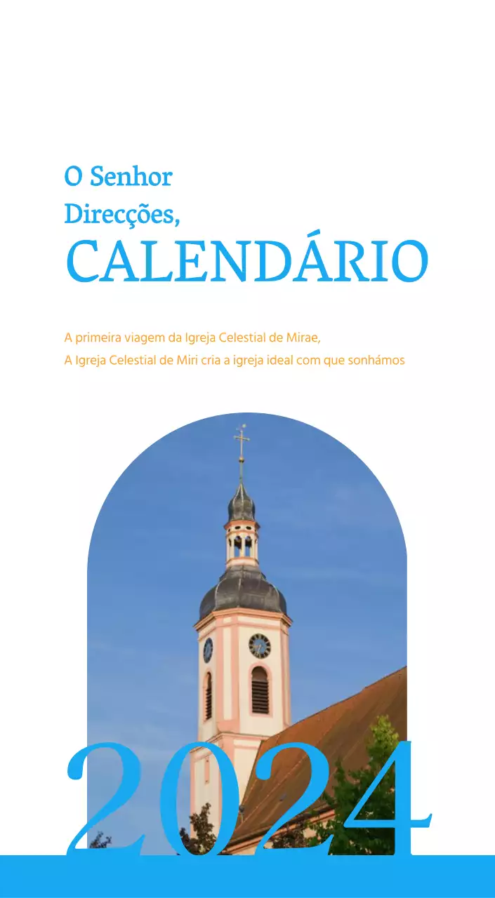 Calendário de igreja azul com conceito moderno