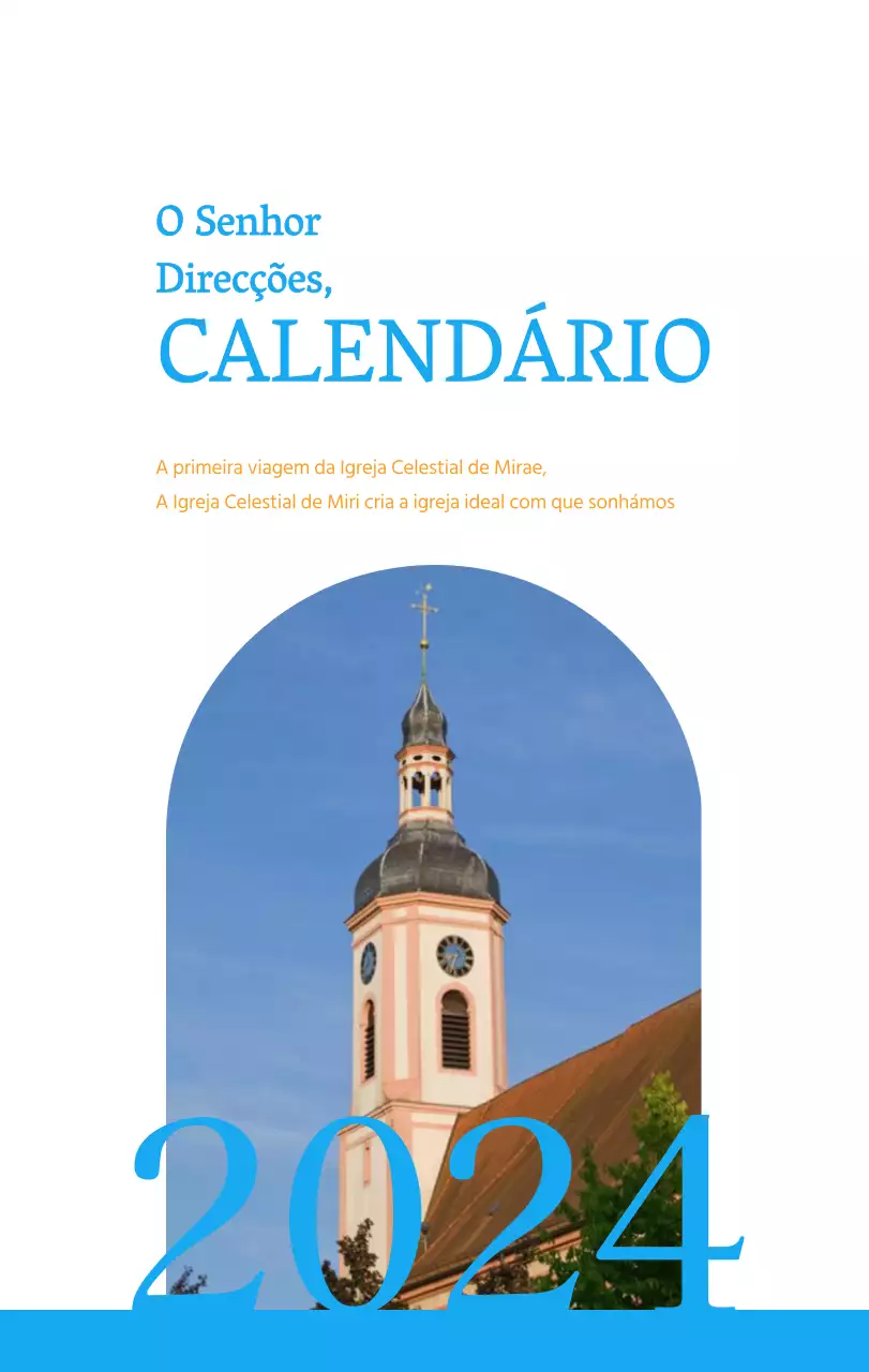 Calendário de igreja azul com conceito moderno
