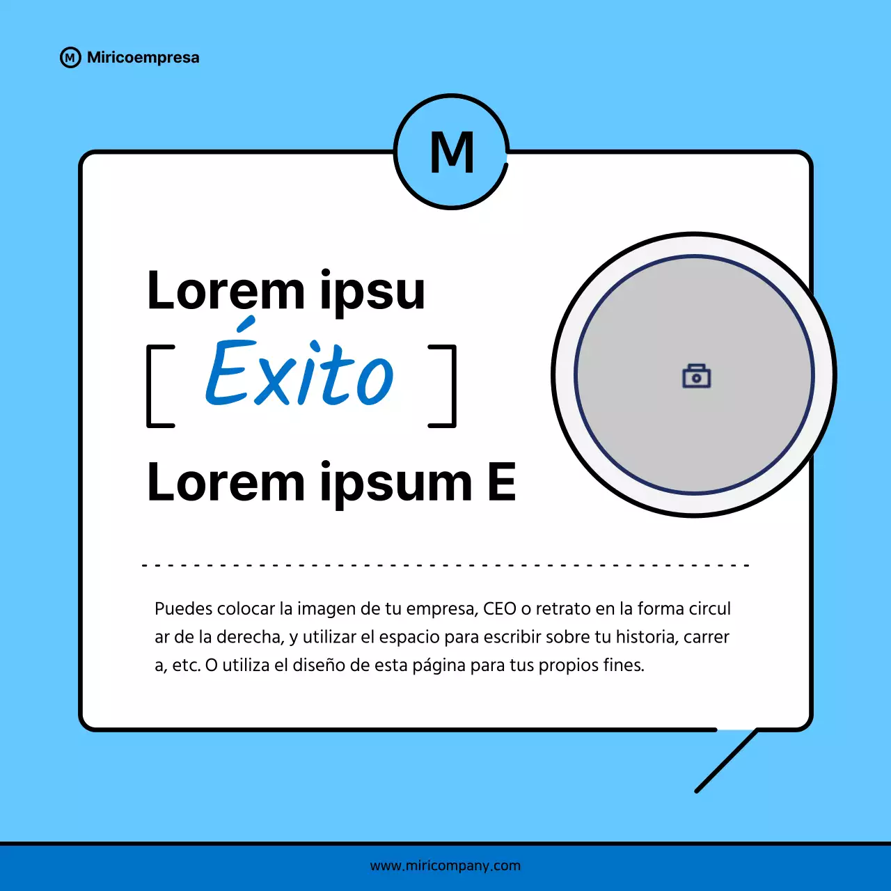 Propuesta minimalista de discurso empresarial en azul y azul claro