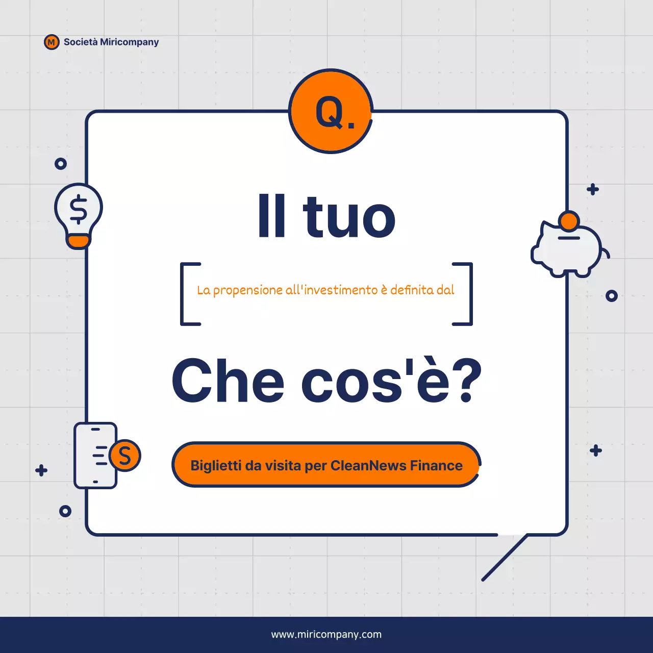 Proposta di business pitch minimalista in arancione e blu navy
