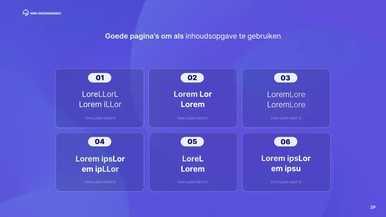 Een eenvoudig blauw opgemaakt bedrijfsprofiel