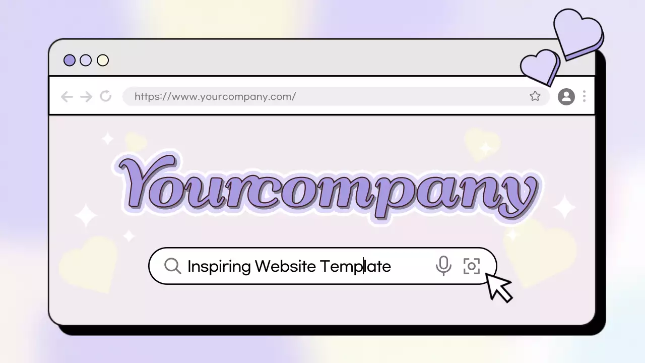 라벤더의 귀여운 하트배경이 있는 사이트 홍보