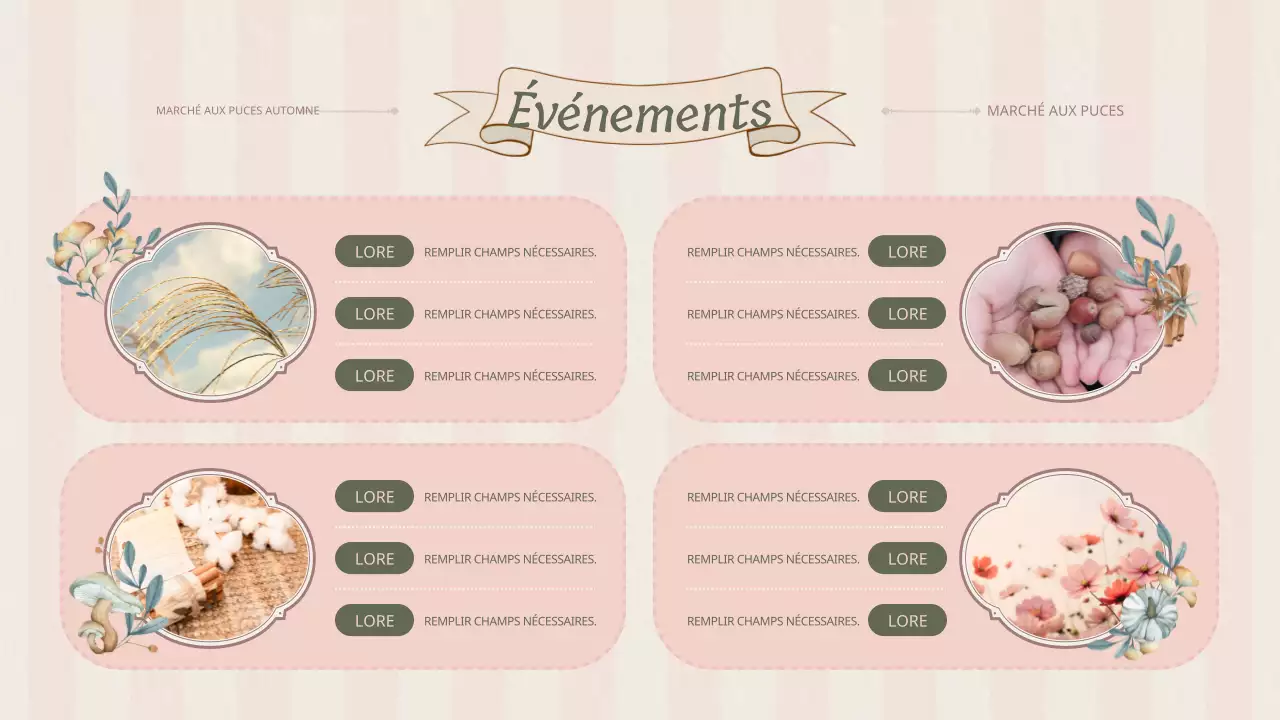 Planificateur de marché aux puces classique d'automne en rose et kaki