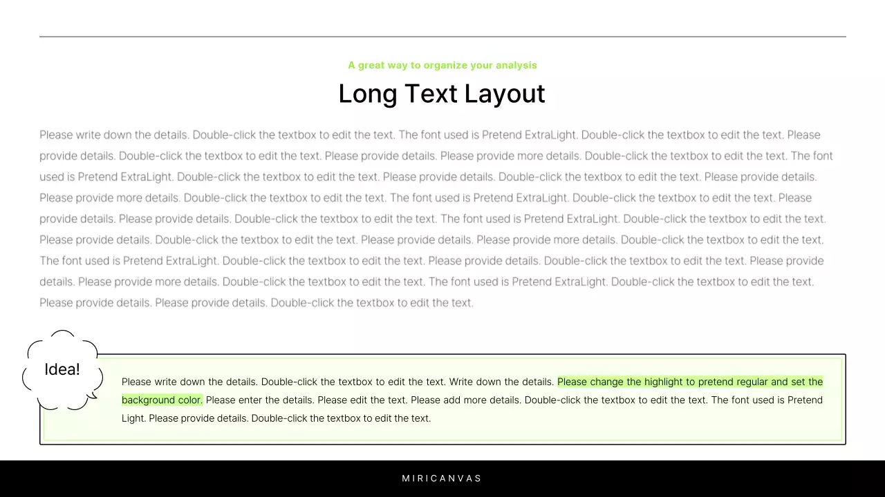A simple white and chartreuse report to introduce your project