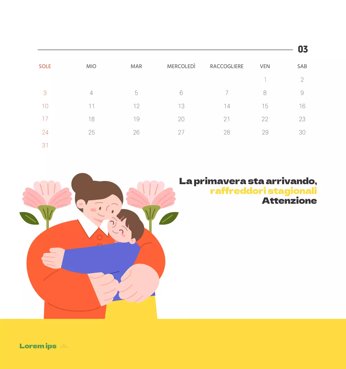 Un ospedale festivo con illustrazioni a tema salute e famiglia e accenti colorati