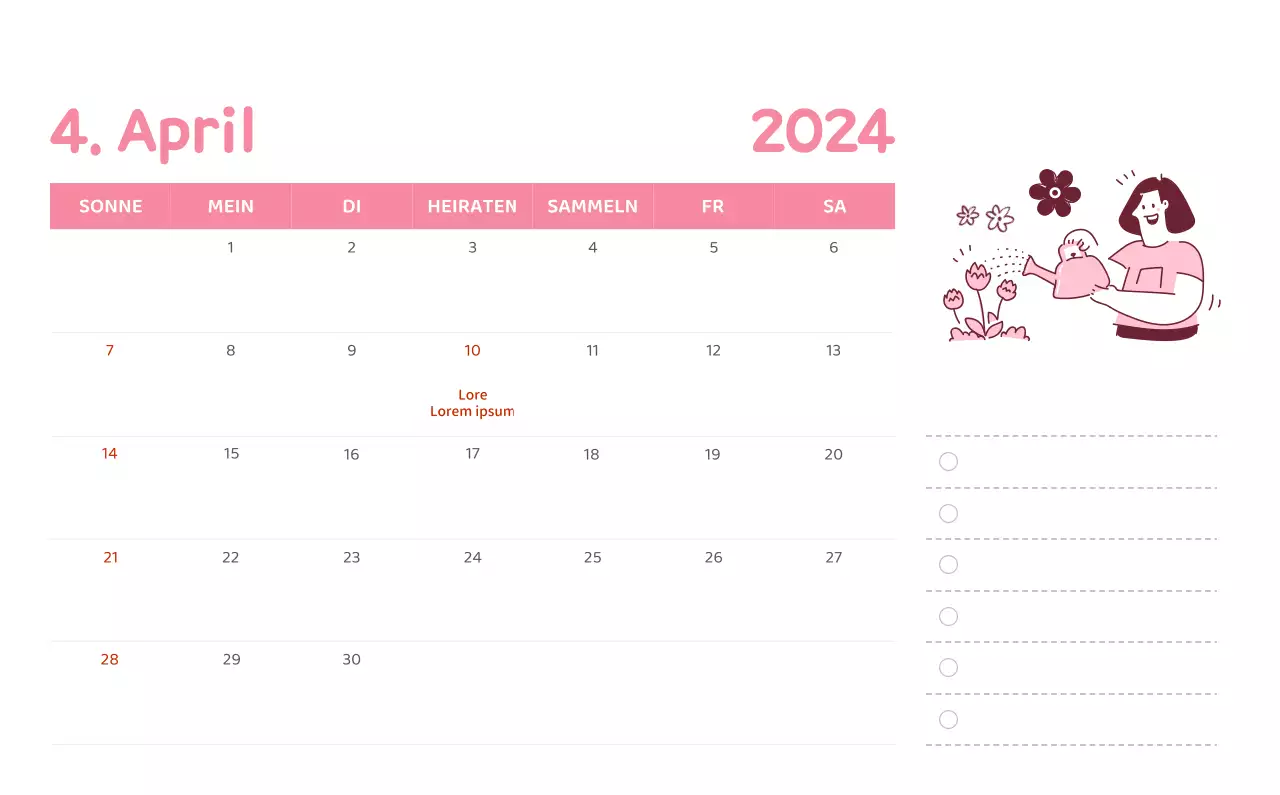 Ein Kalender mit farbenfrohen und emotionalen Illustrationen