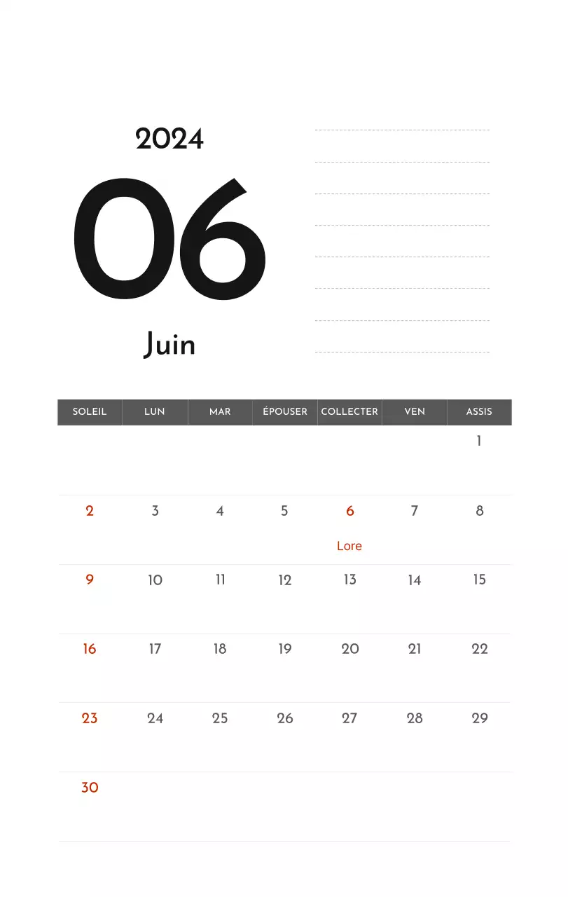 Un calendrier d'entreprise simple en gris