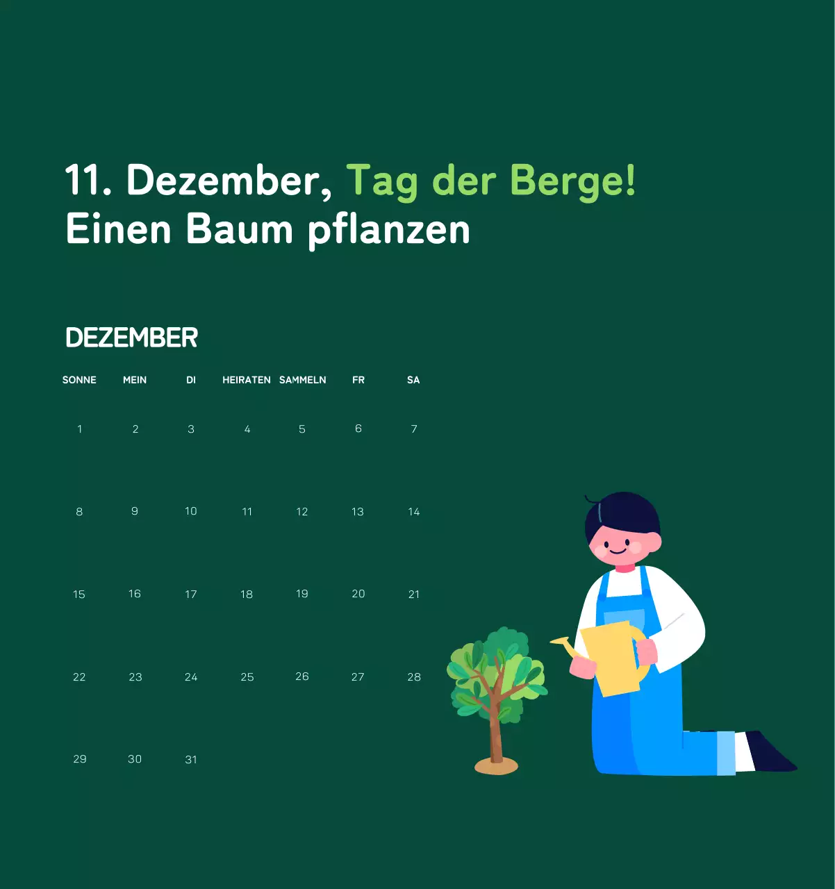 Mit farbenfrohen Illustrationen von Menschen und dem Planeten wird die Weihnachtszeit gefeiert.