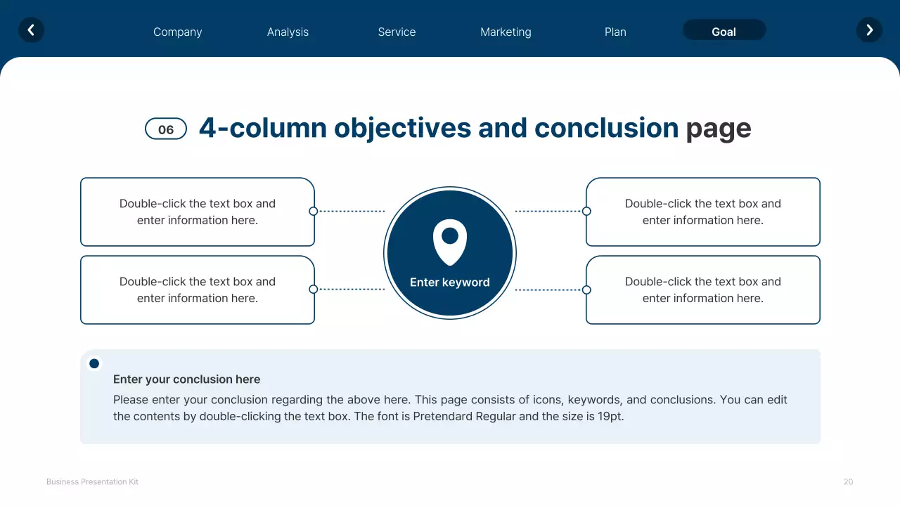 A simple white and navy blue website company profile