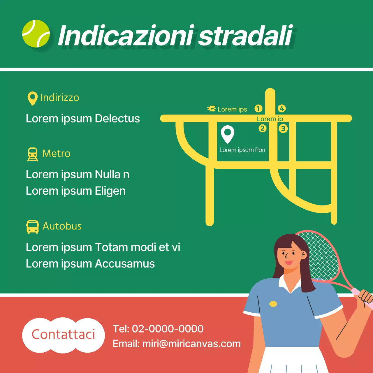 Promuovere l'iscrizione a un moderno tennis club in verde e marrone