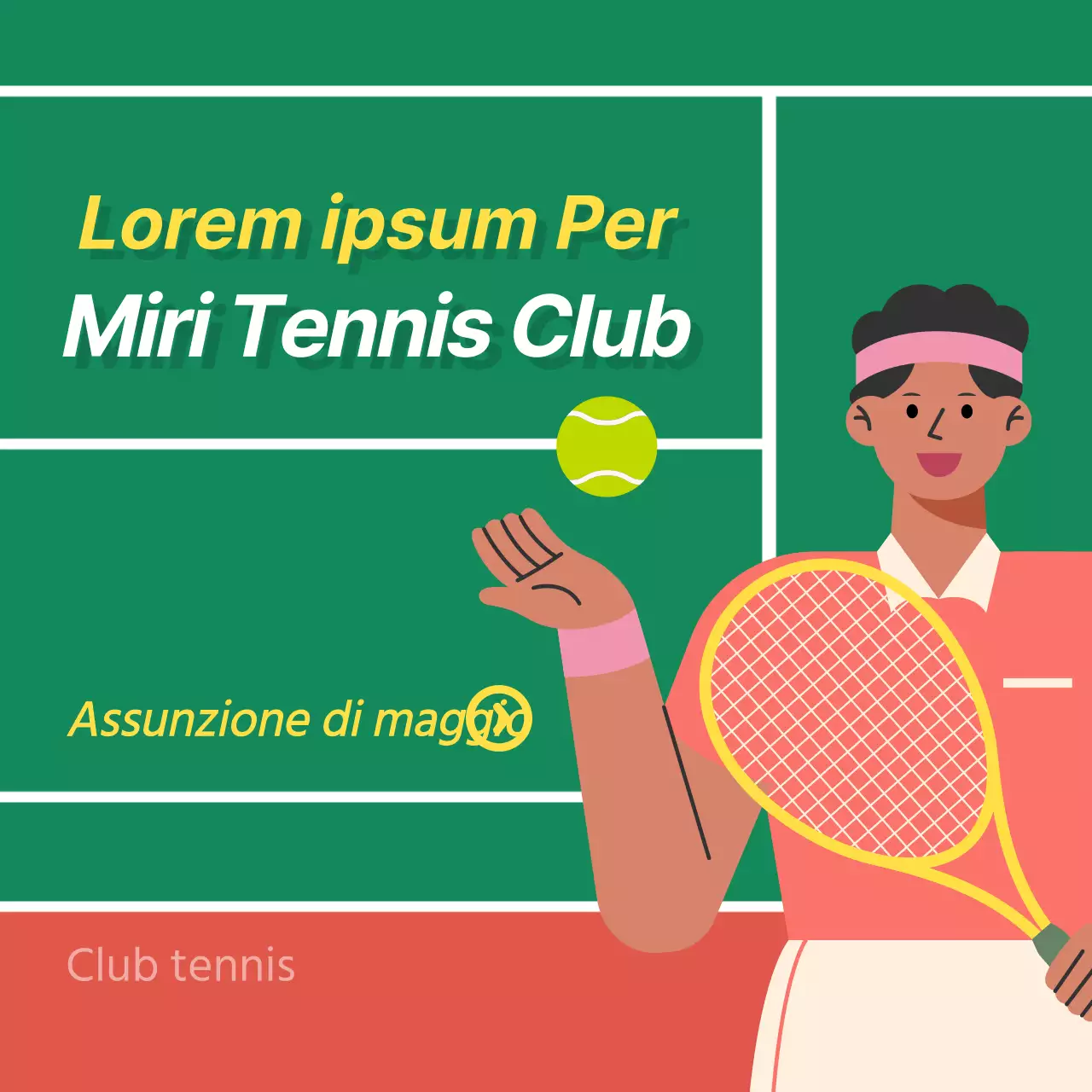 Promuovere l'iscrizione a un moderno tennis club in verde e marrone