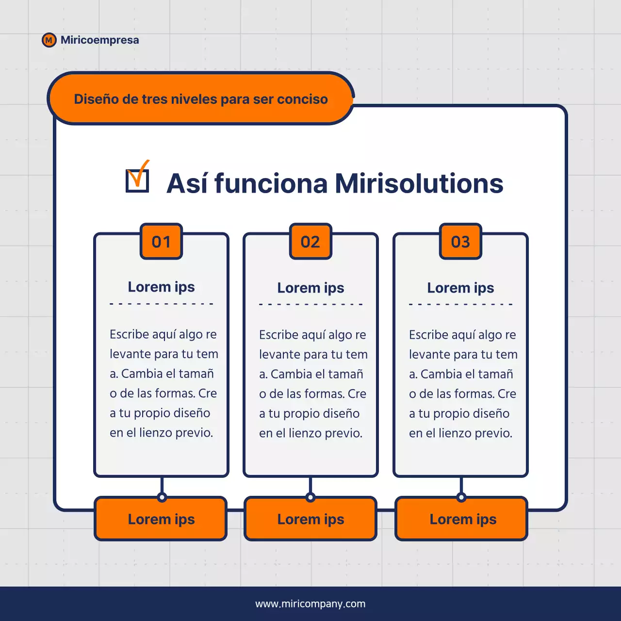 Propuesta minimalista de discurso empresarial en naranja y azul marino