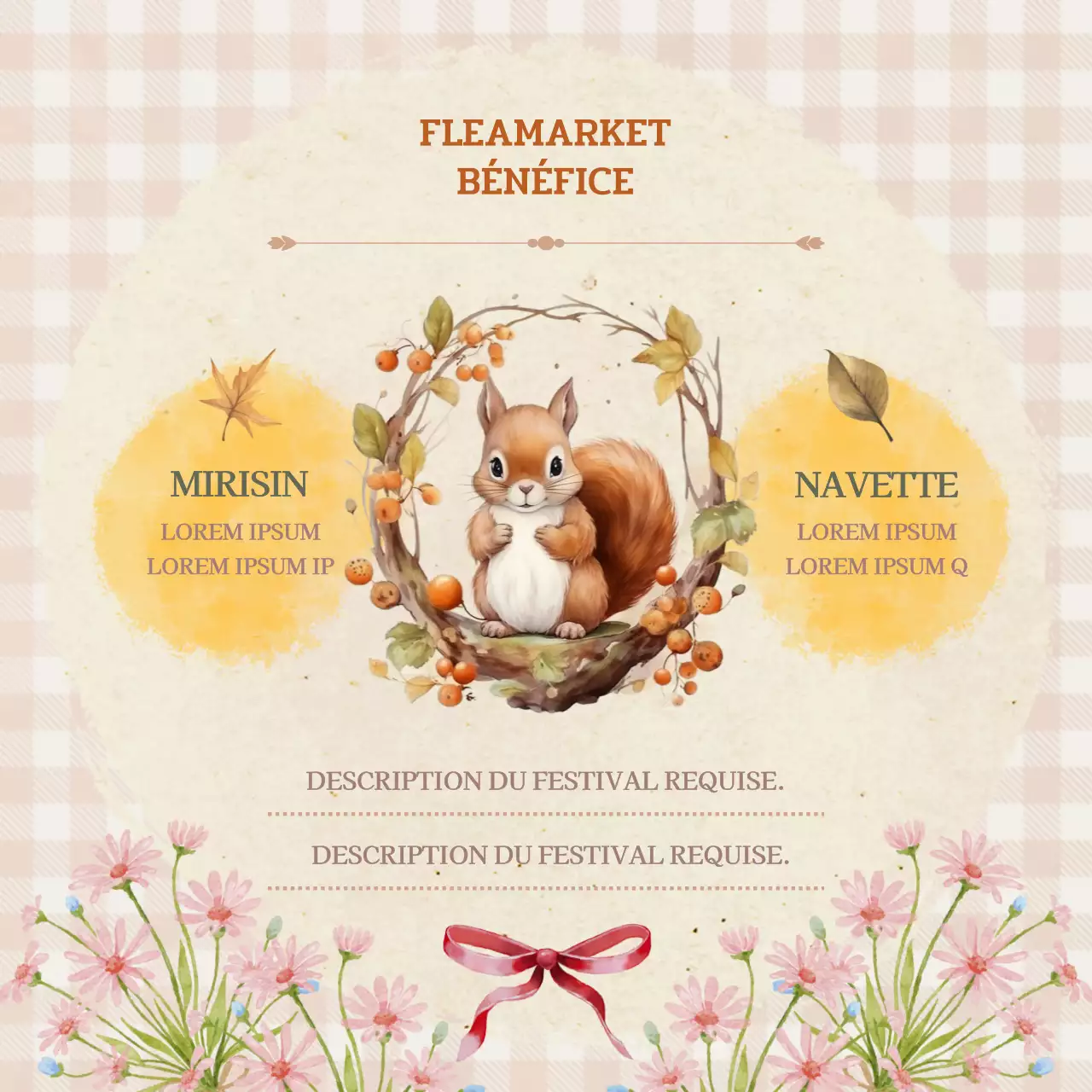Promouvoir un marché aux puces classique en rose et kaki