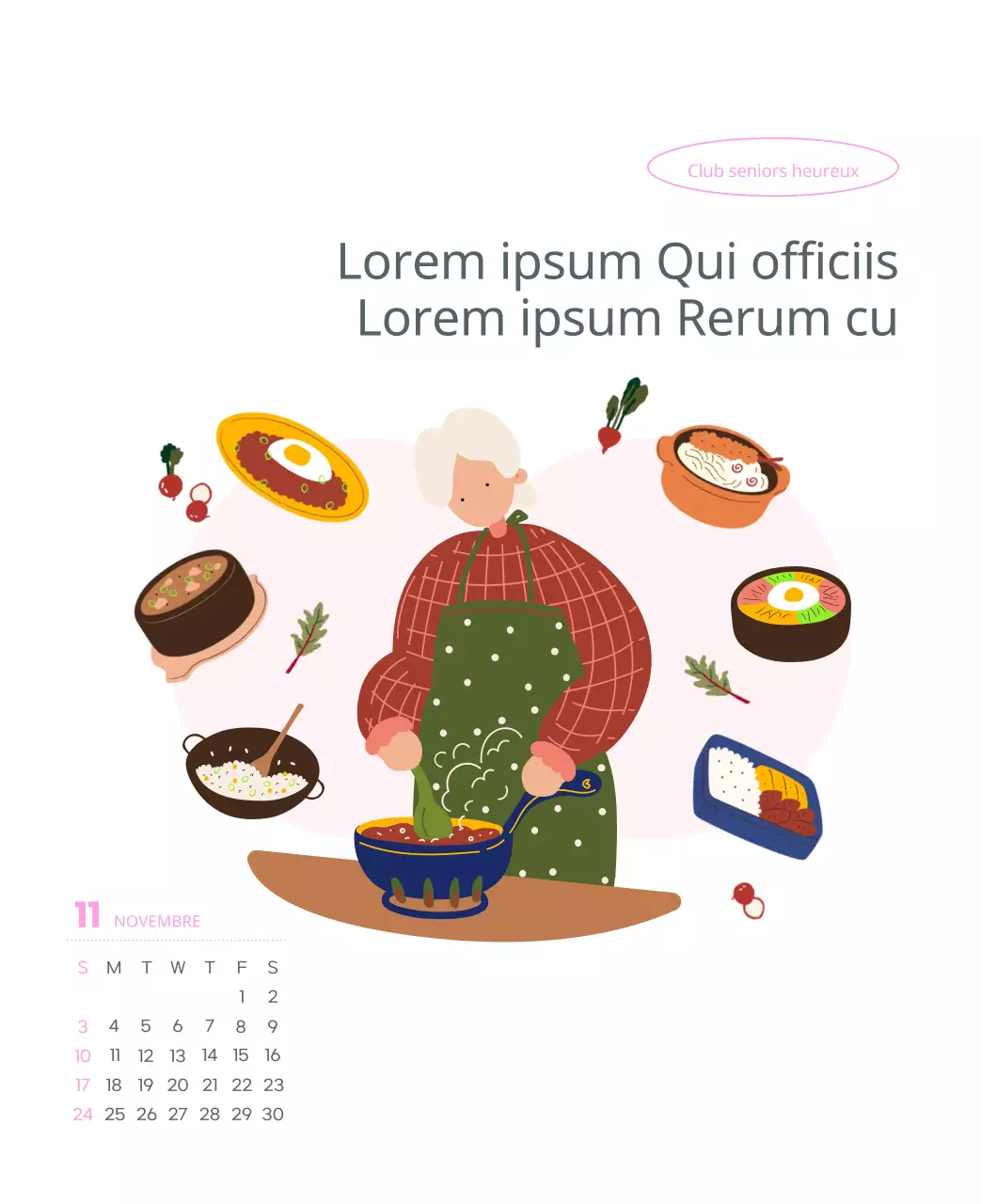 Calendrier de travail avec de belles illustrations