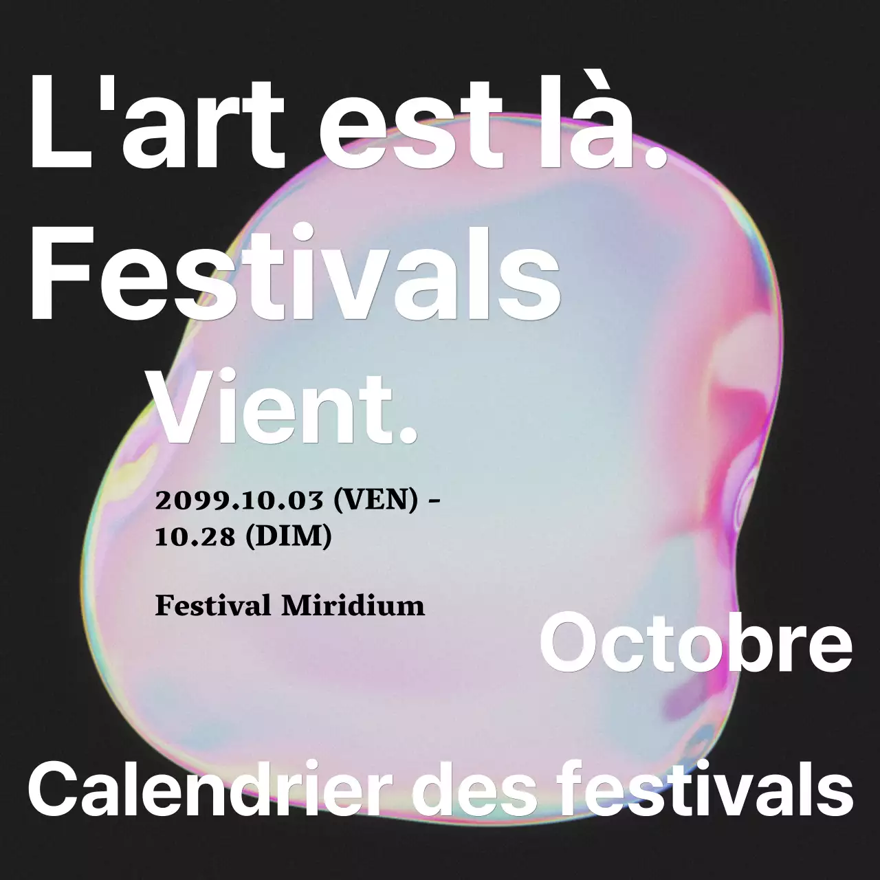 Annonce d'un festival d'art kitsch avec un arc-en-ciel de couleurs roses