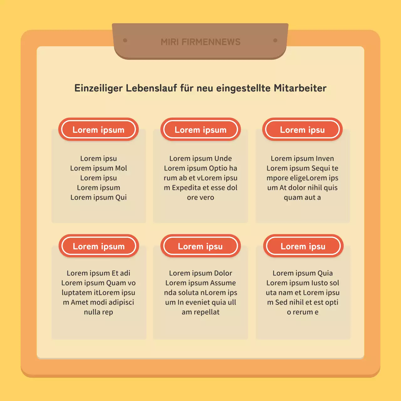 Ein kitschiger Newsletter für Unternehmen in Rot und Gelb