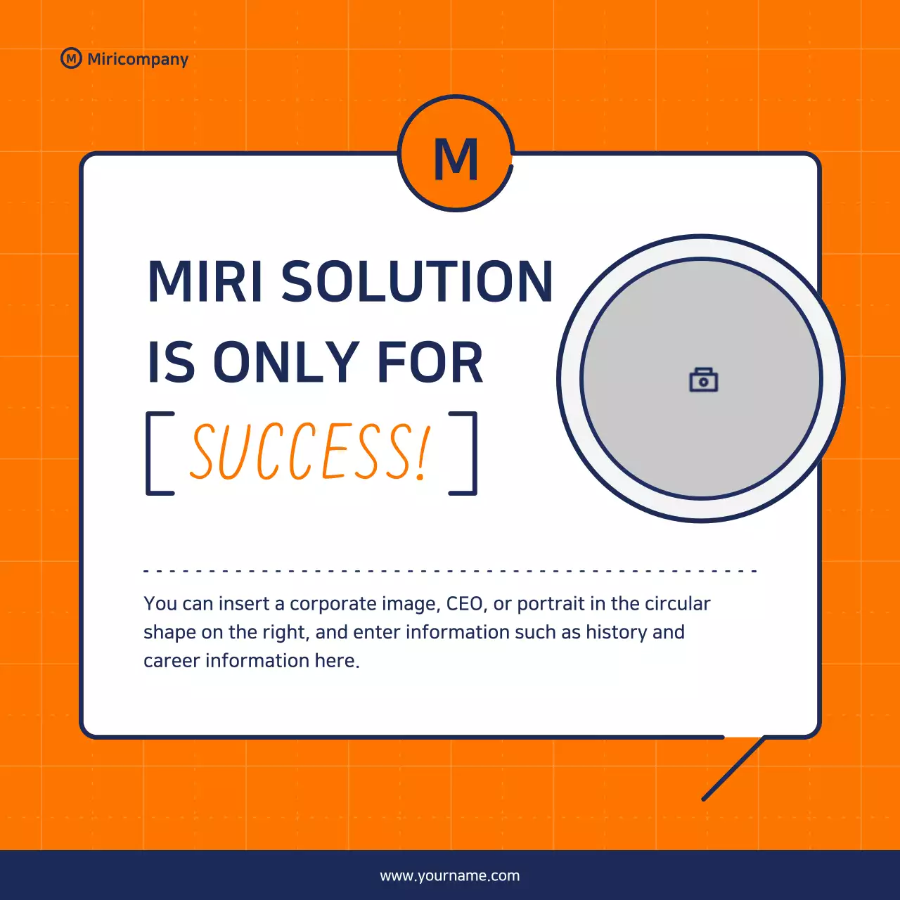 Minimalist business pitch proposal in orange and navy blue