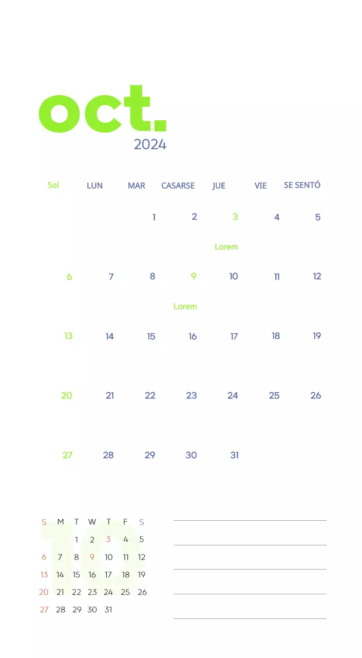 Calendario laboral con bellas ilustraciones